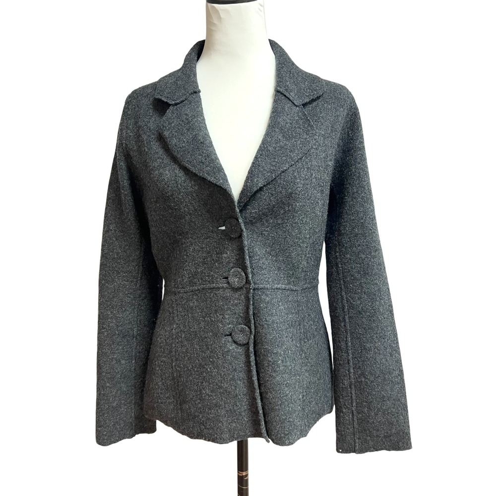 Vtg Carole Little Gray 100 Wool Blazer Jacket Size S Career Timeless‎